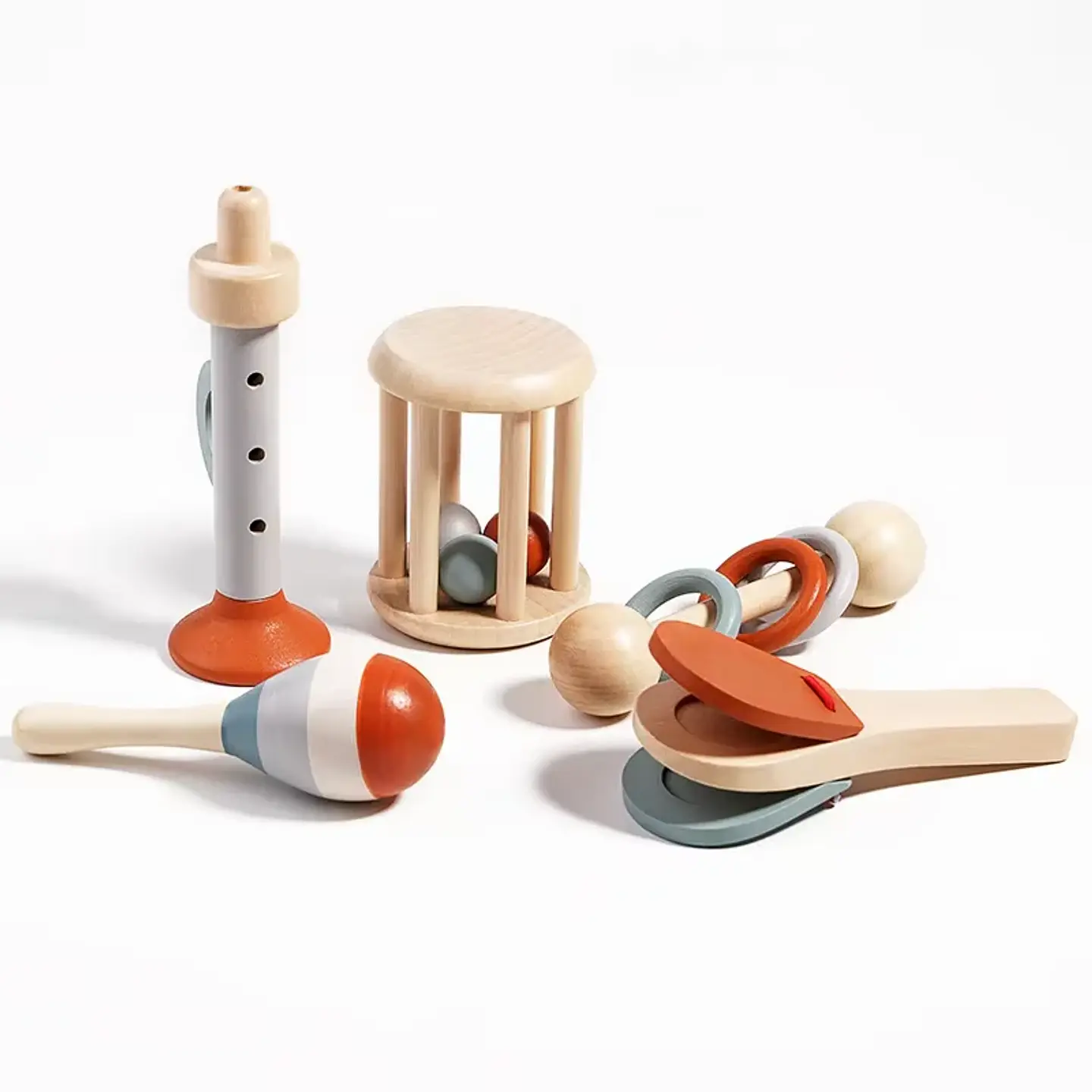 Ensemble d'instruments de musique en bois pour bébés – Lot de 5 jouets musicaux sensoriels Montessori pour enfants 8
