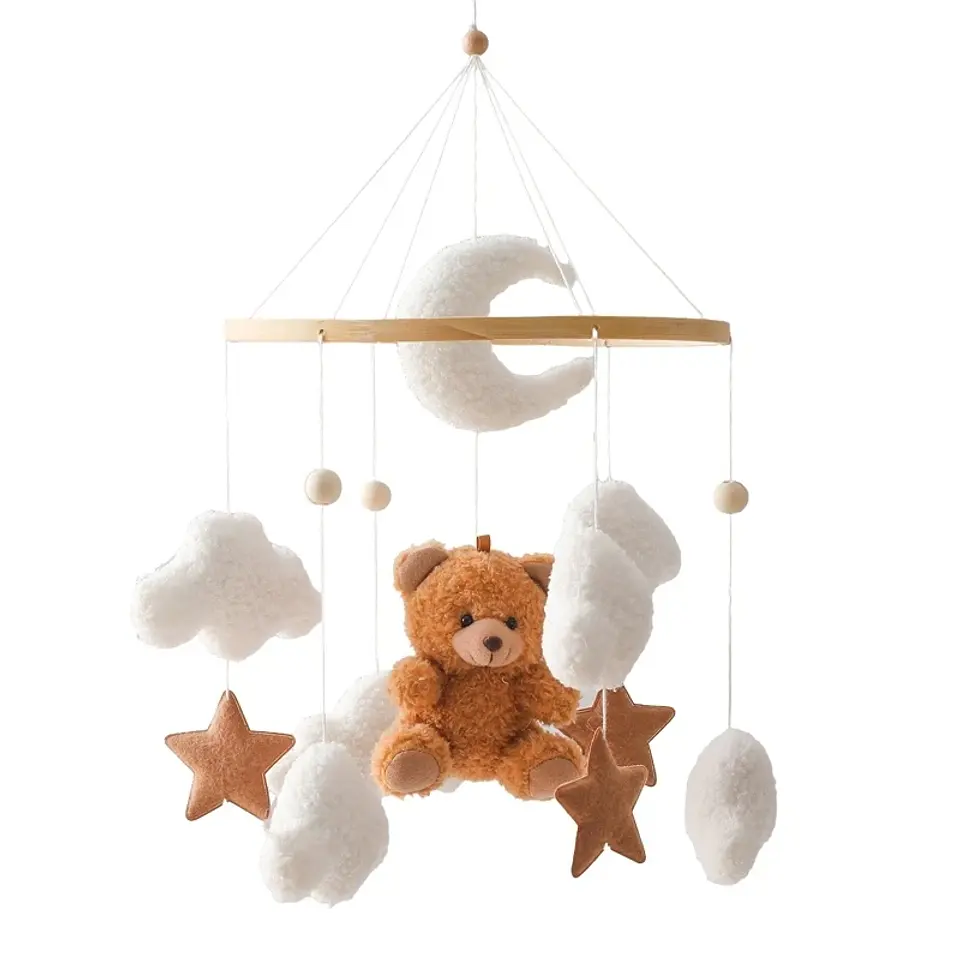 Wooden Baby Crib Mobile Felt Forest Animal Hanging Mobile for Newborns 9