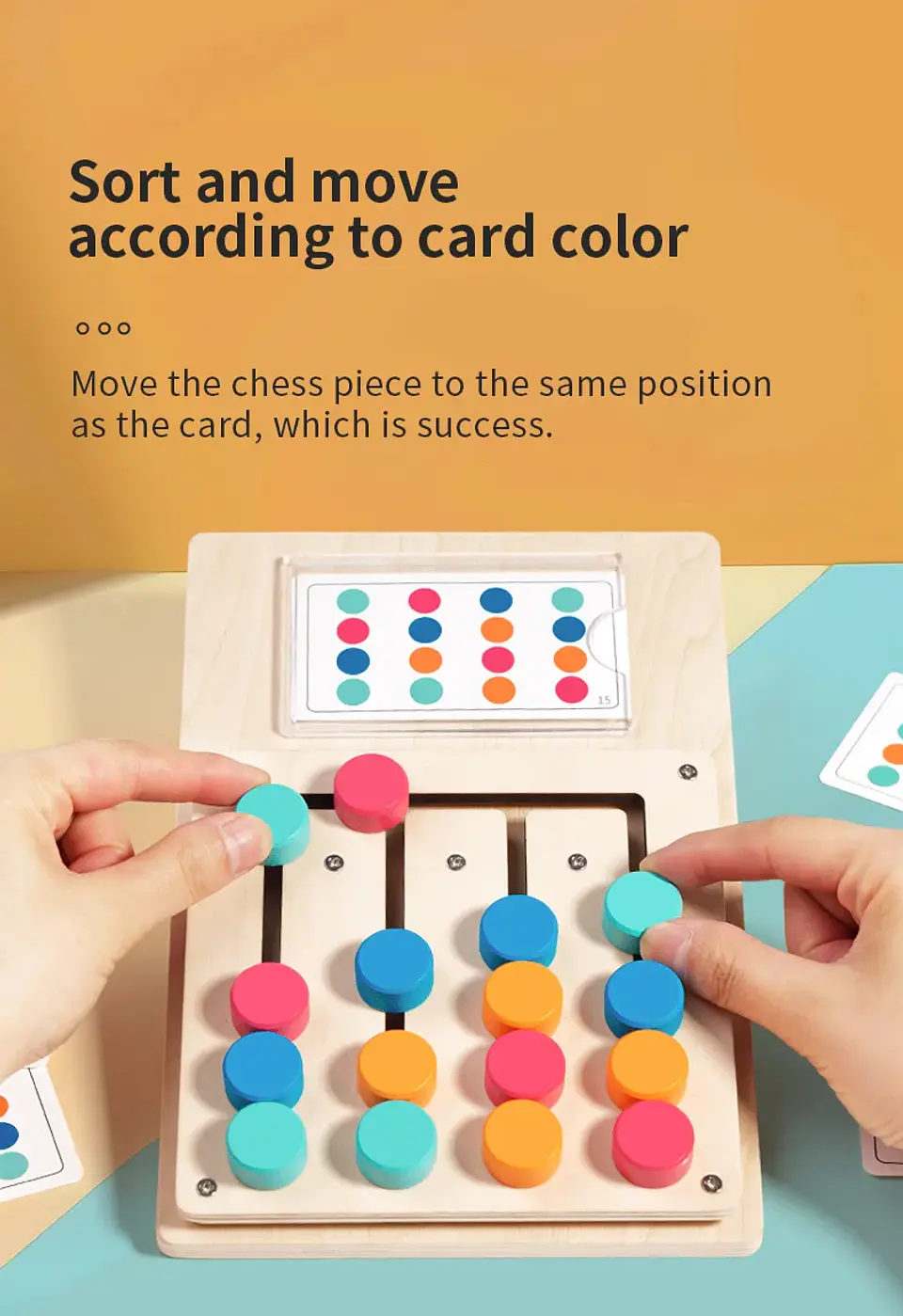 Montessori Wooden Color Matching Game Logic & Memory Board for Kids 9