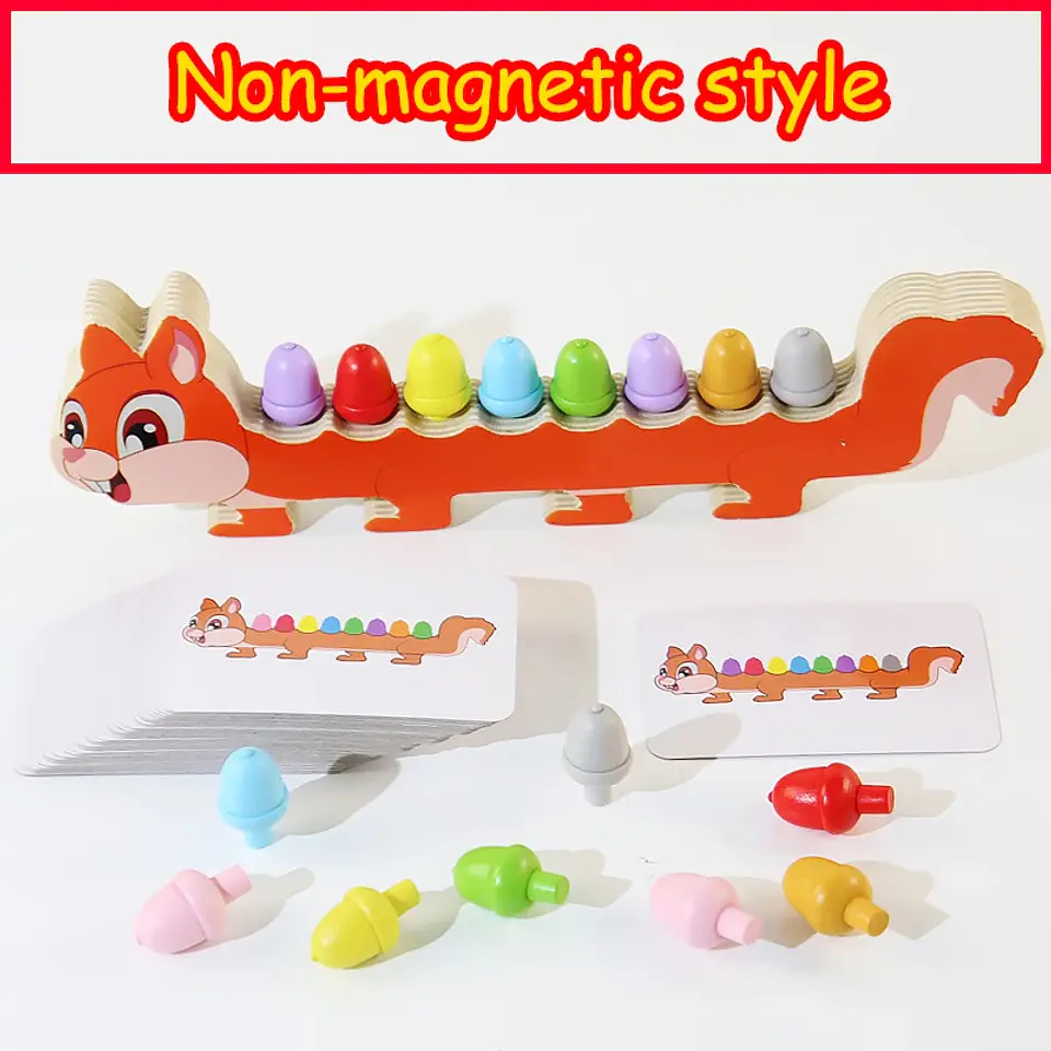 Montessori Magnetic Caterpillar Puzzle  Wooden Color & Shape Matching Board for Kids 11