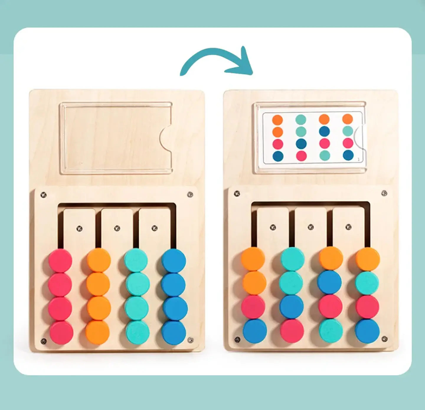Montessori Wooden Color Matching Game Logic & Memory Board for Kids 10