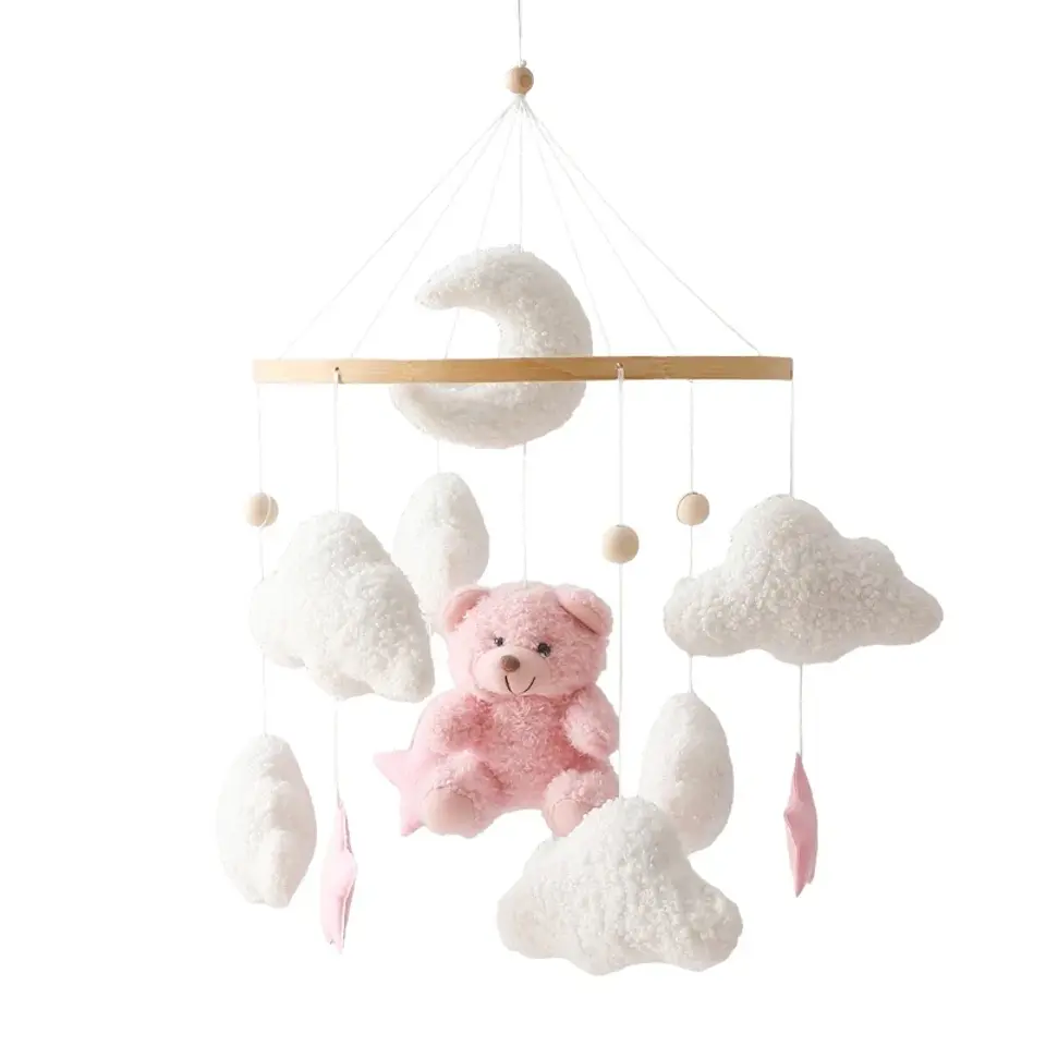 Wooden Baby Crib Mobile Felt Forest Animal Hanging Mobile for Newborns 10