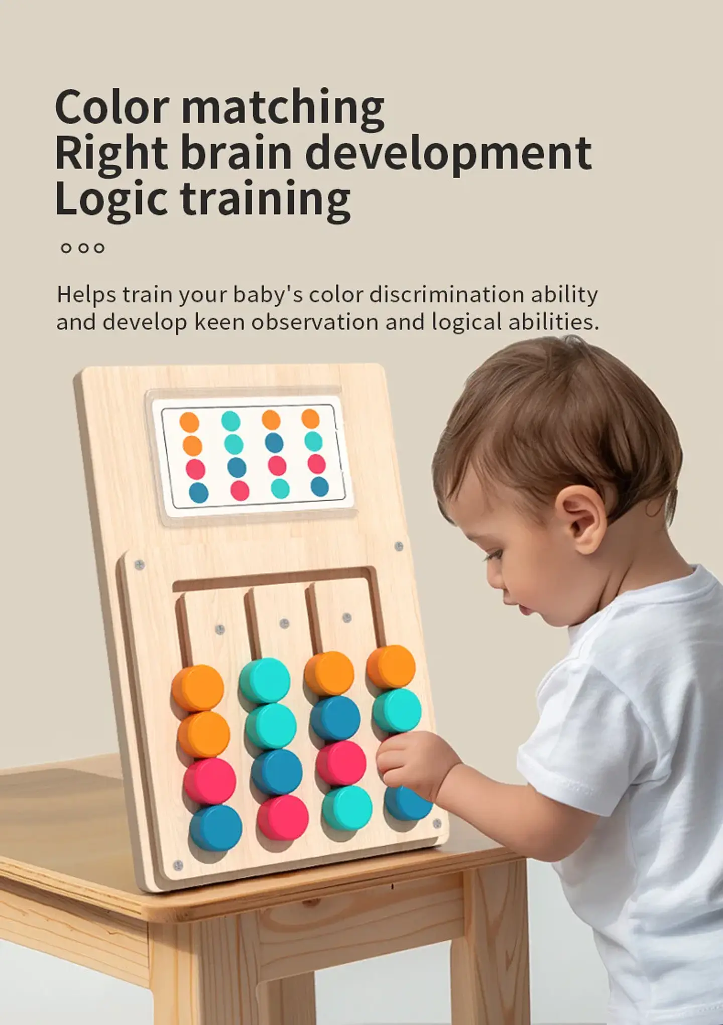 Montessori Wooden Color Matching Game Logic & Memory Board for Kids 11
