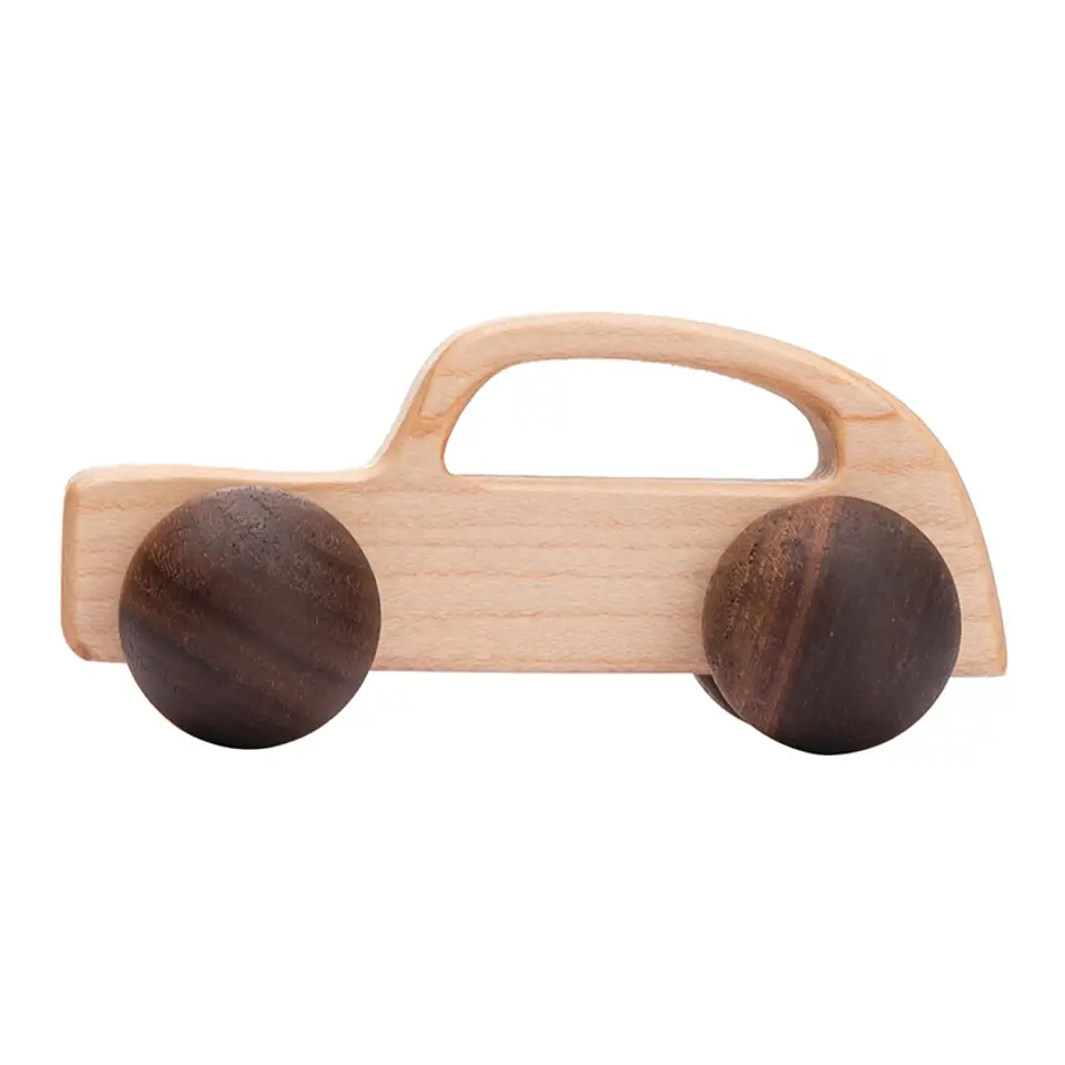 Wooden Beech Car Toy Montessori Wooden Vehicle for Fine Motor Skills & Imaginative Play 9