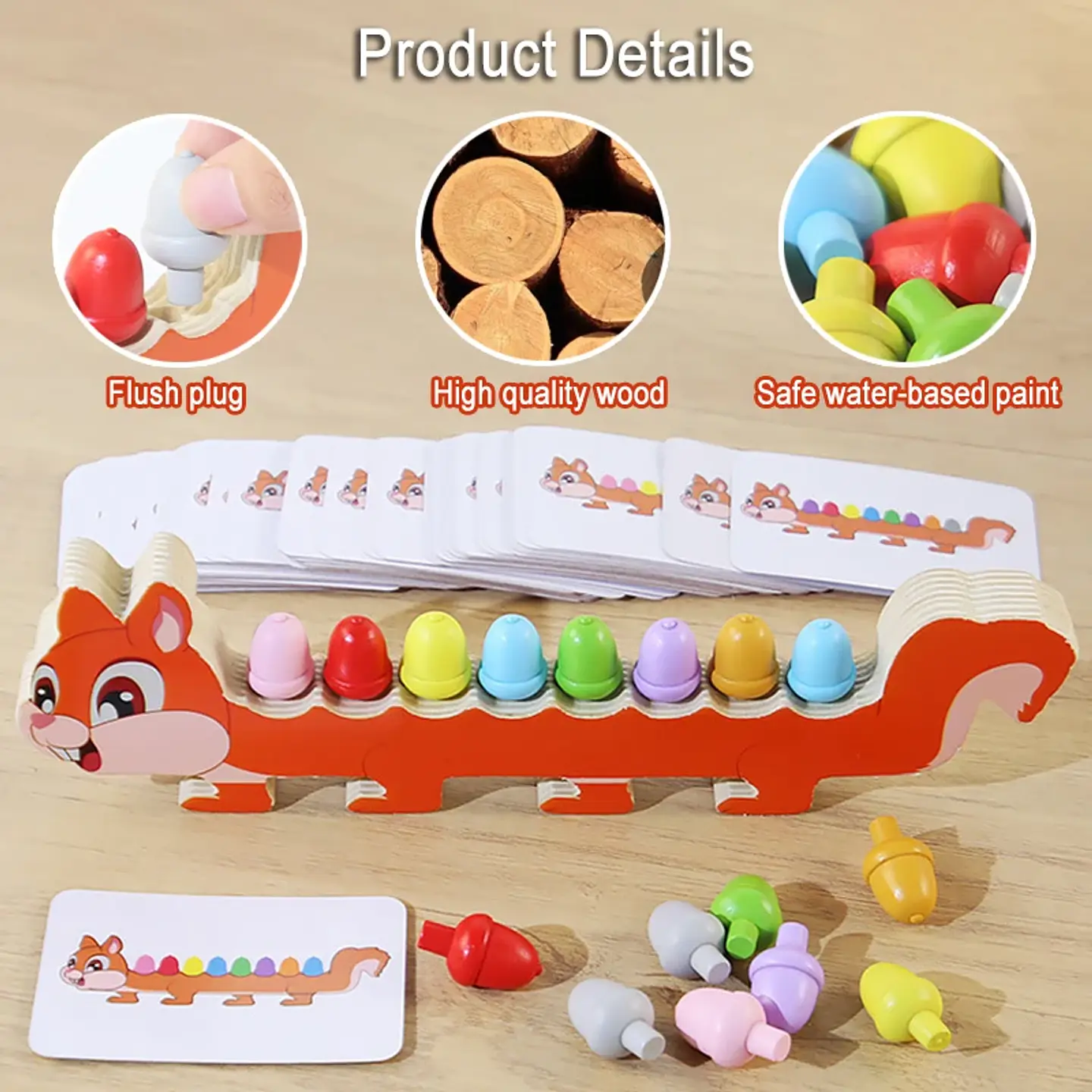 Montessori Magnetic Caterpillar Puzzle  Wooden Color & Shape Matching Board for Kids 14