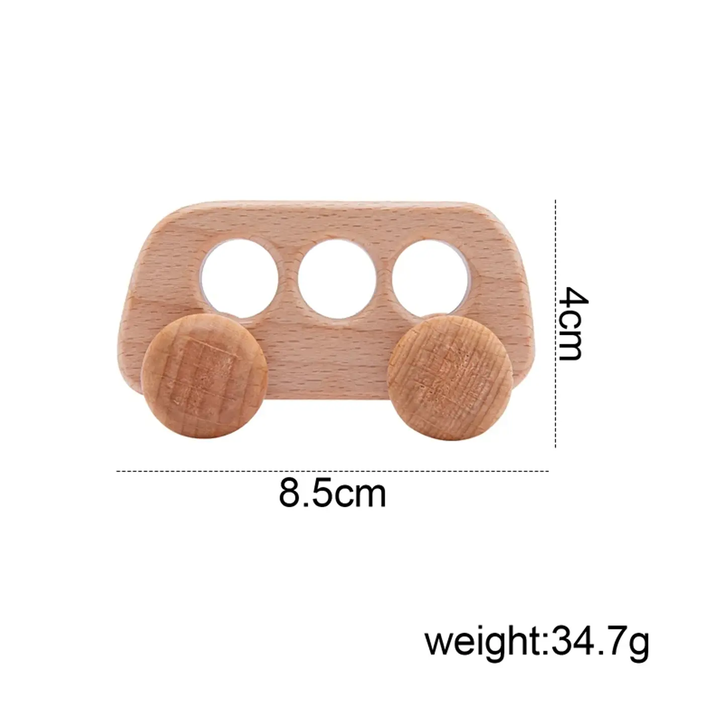 Wooden Beech Car Toy Montessori Wooden Vehicle for Fine Motor Skills & Imaginative Play 12
