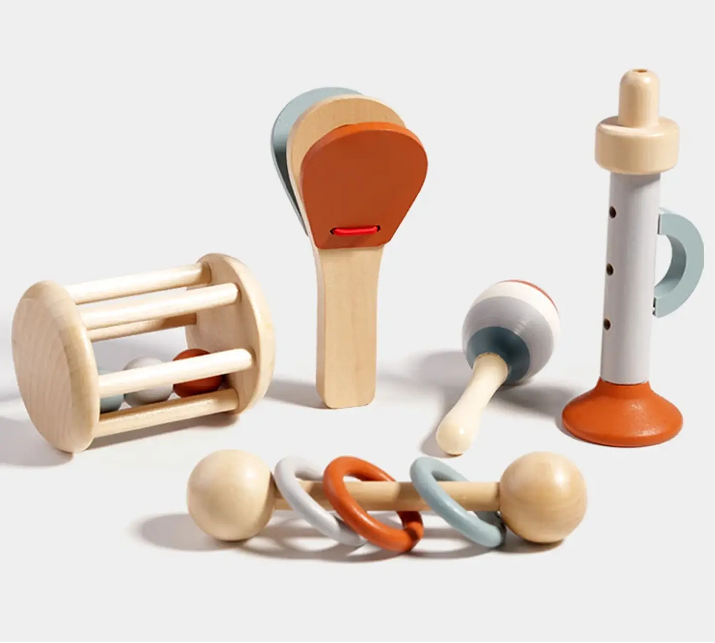 Ensemble d'instruments de musique en bois pour bébés – Lot de 5 jouets musicaux sensoriels Montessori pour enfants 11