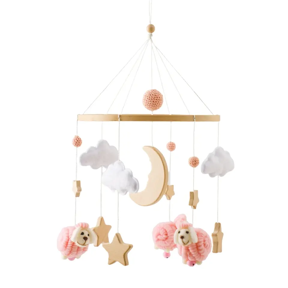 Wooden Baby Crib Mobile Felt Forest Animal Hanging Mobile for Newborns 15