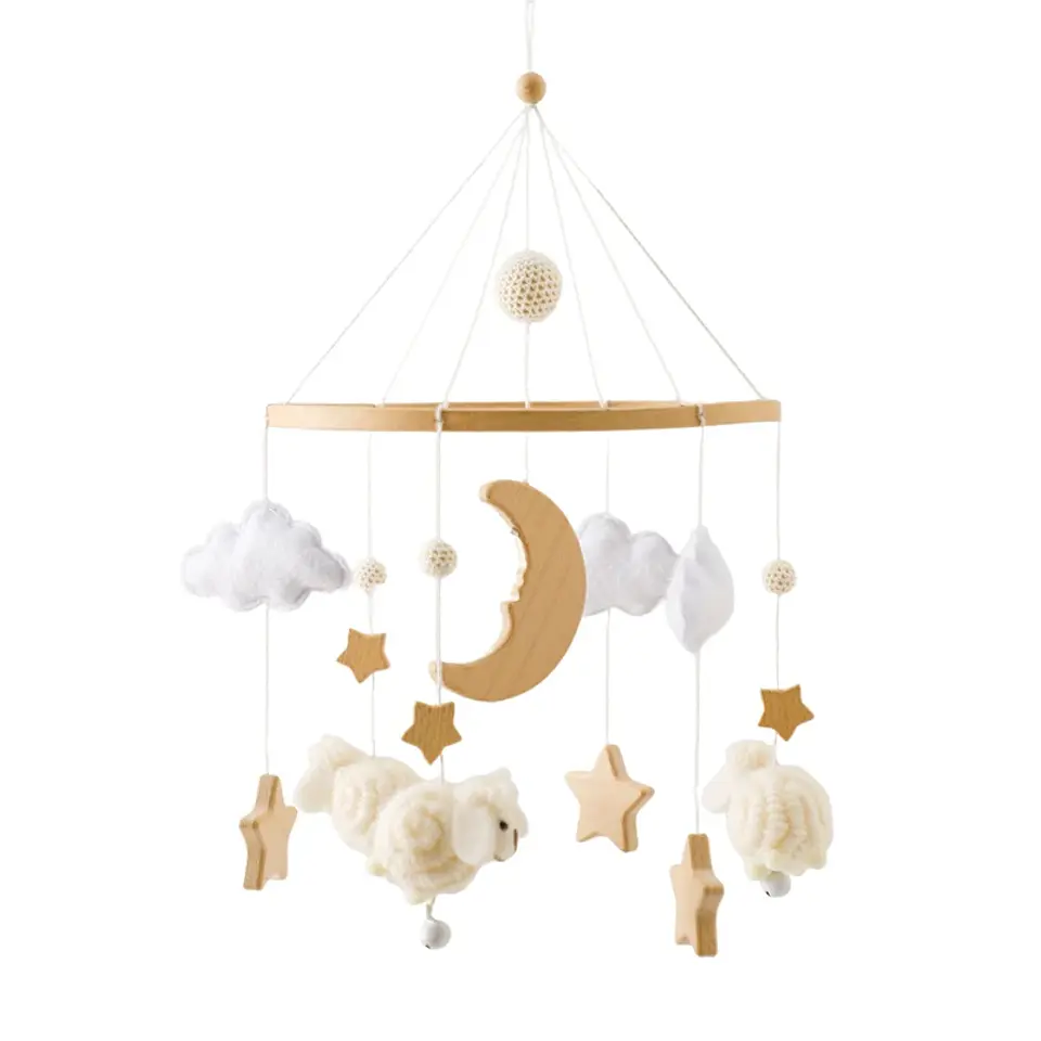 Wooden Baby Crib Mobile Felt Forest Animal Hanging Mobile for Newborns 16