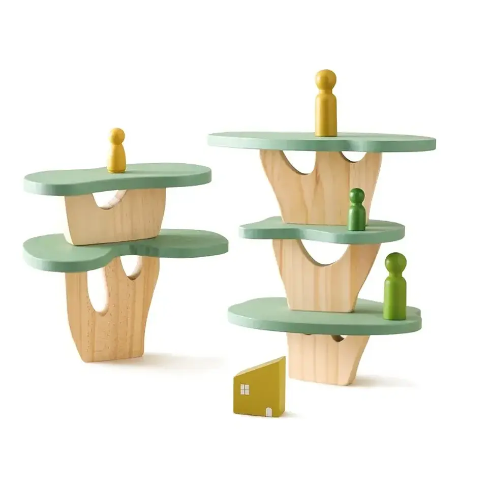 Montessori Wooden Forest Stacking Blocks Balancing & Threading Toy for Kids 13