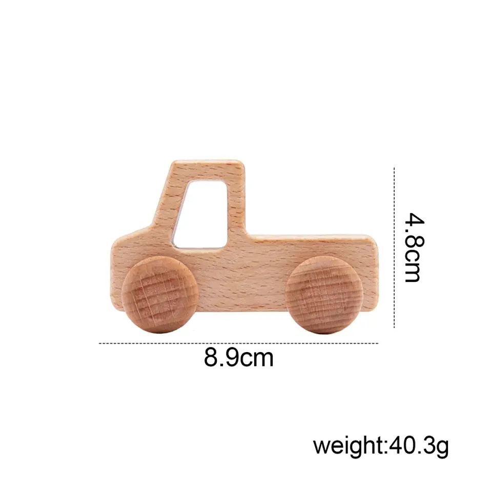 Wooden Beech Car Toy Montessori Wooden Vehicle for Fine Motor Skills & Imaginative Play 14