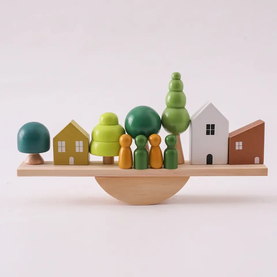 Montessori Wooden Forest Stacking Blocks Balancing & Threading Toy for Kids 15