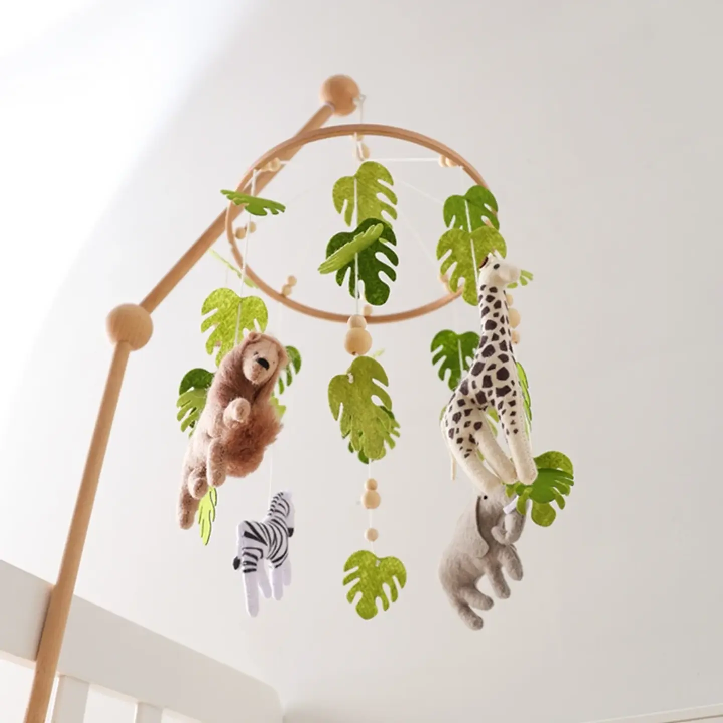 Wooden Baby Crib Mobile Felt Forest Animal Hanging Mobile for Newborns 23