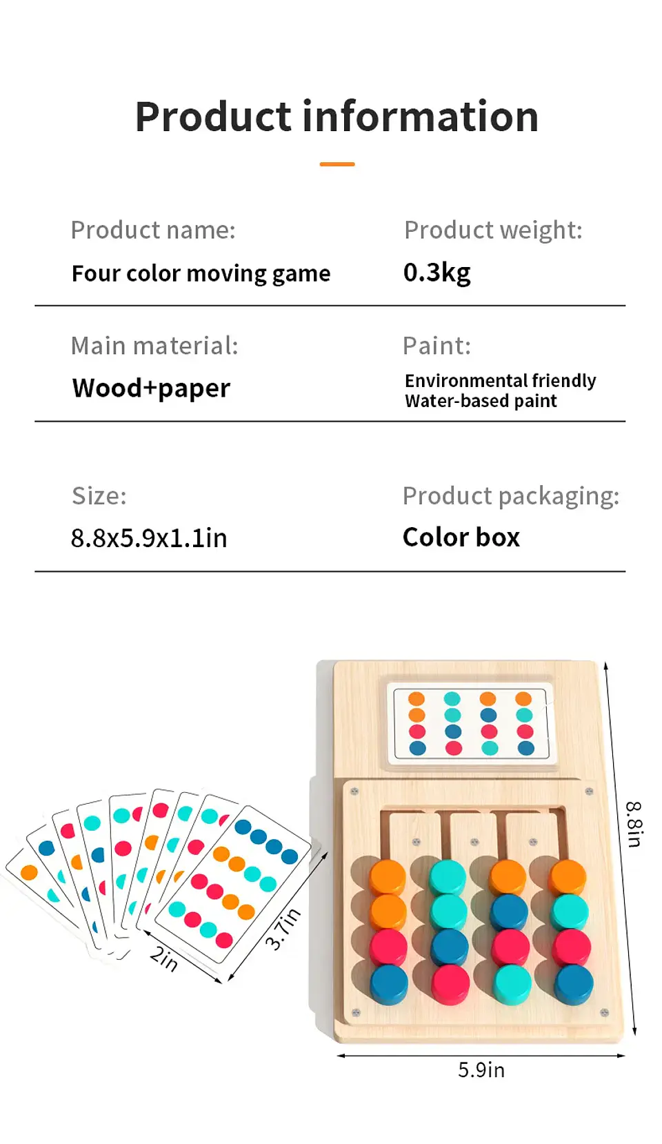 Montessori Wooden Color Matching Game Logic & Memory Board for Kids 17