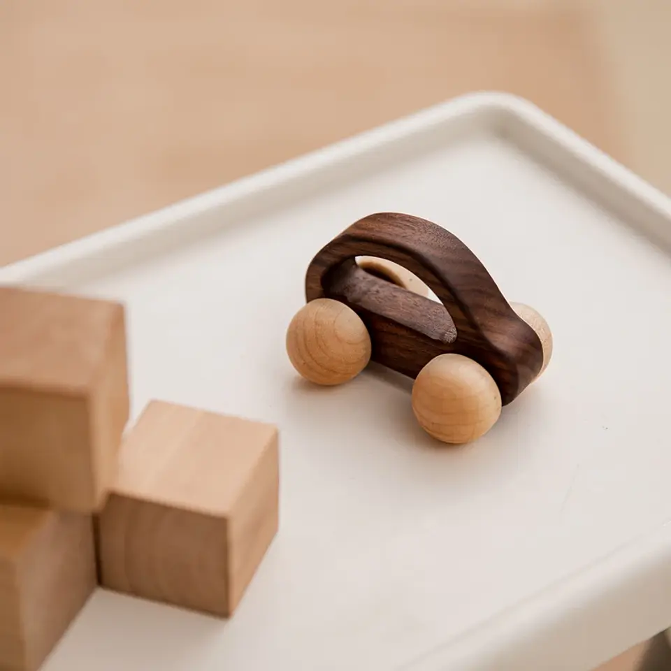 Wooden Beech Car Toy Montessori Wooden Vehicle for Fine Motor Skills & Imaginative Play 17