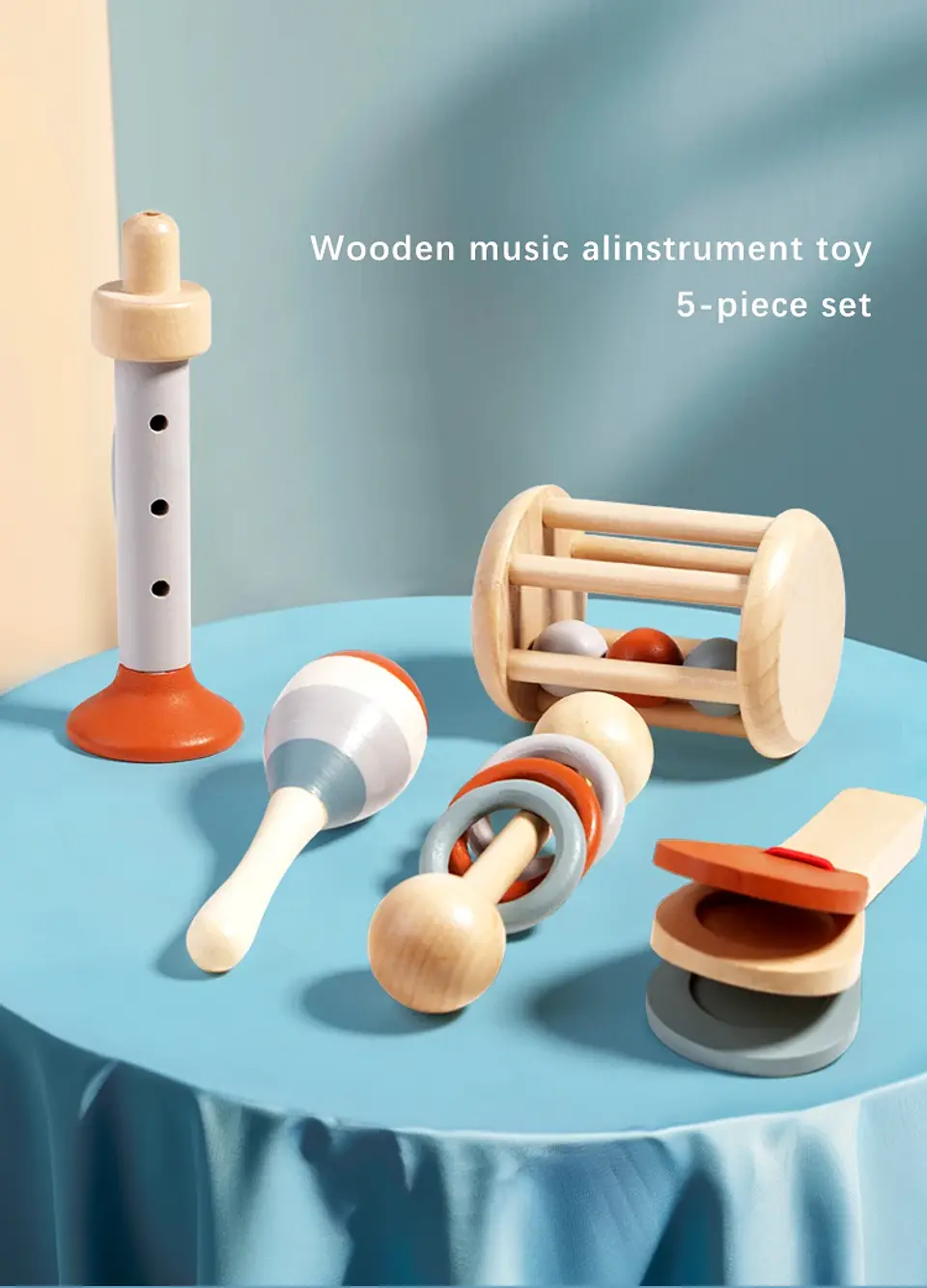 Ensemble d'instruments de musique en bois pour bébés – Lot de 5 jouets musicaux sensoriels Montessori pour enfants 17