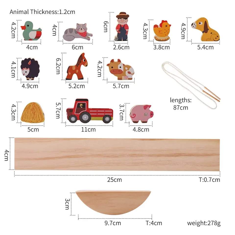 Montessori Wooden Forest Stacking Blocks Balancing & Threading Toy for Kids 21