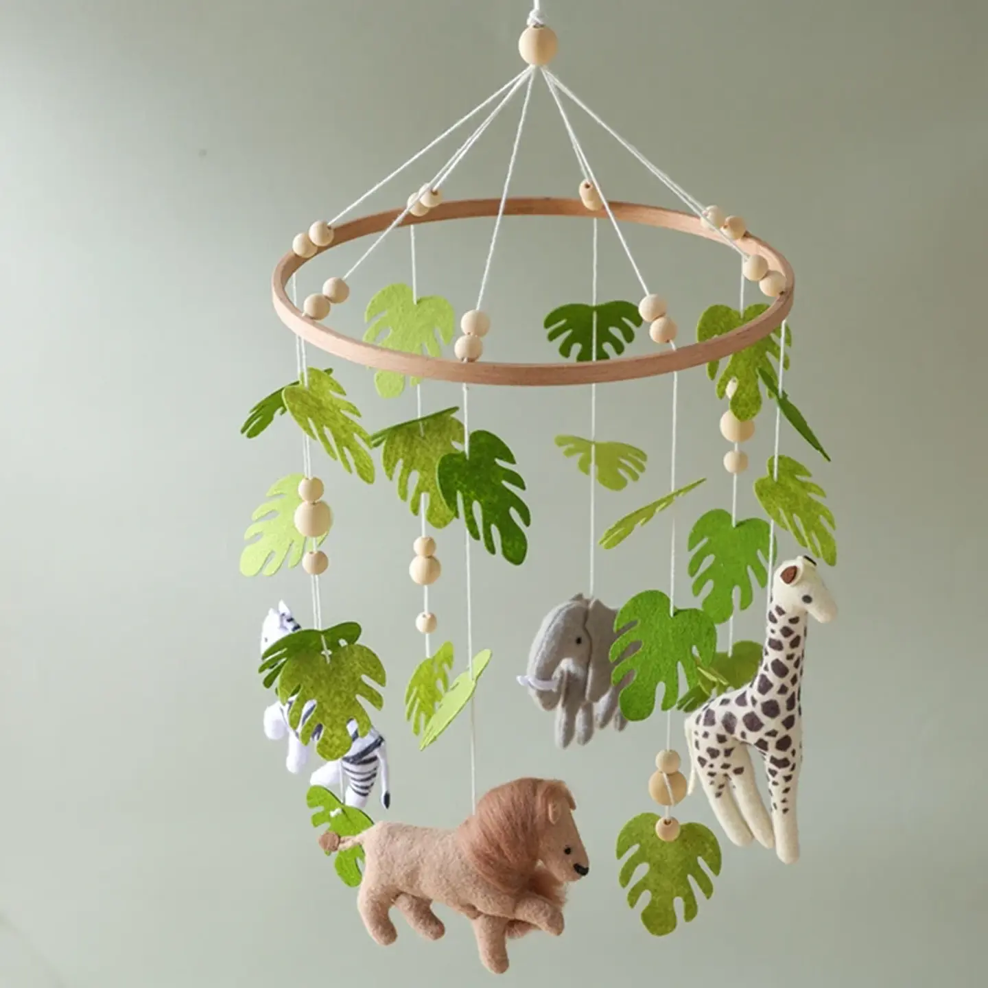 Wooden Baby Crib Mobile Felt Forest Animal Hanging Mobile for Newborns 25