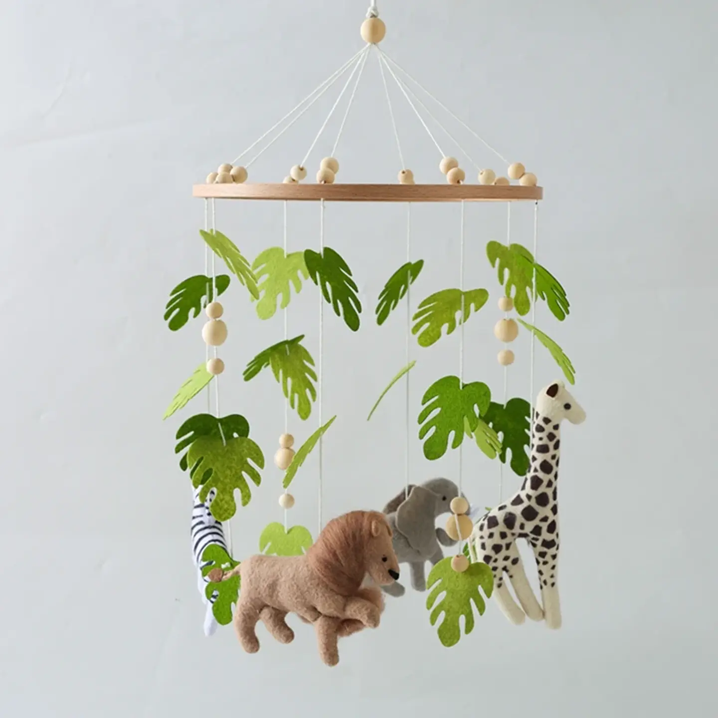 Wooden Baby Crib Mobile Felt Forest Animal Hanging Mobile for Newborns 29