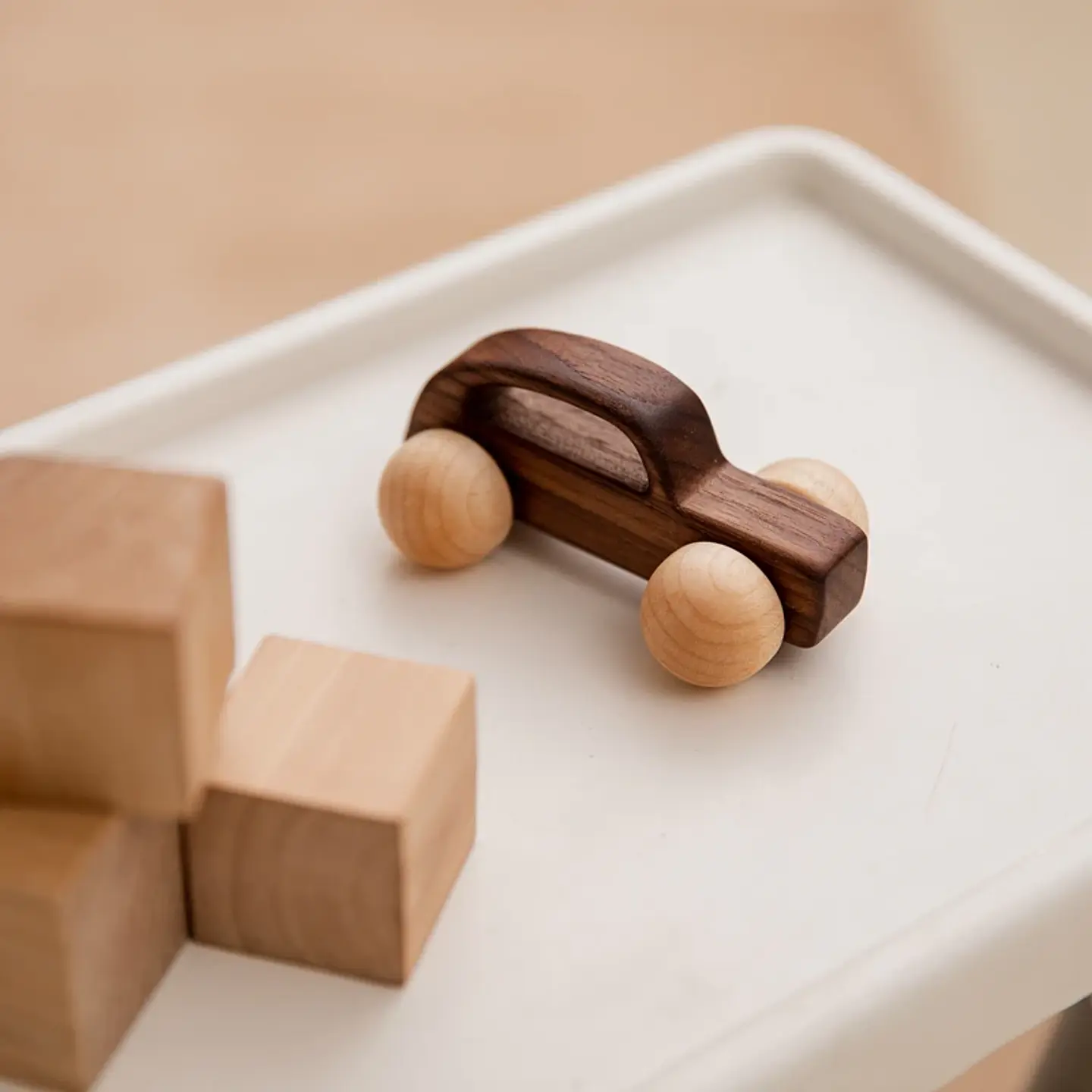 Wooden Beech Car Toy Montessori Wooden Vehicle for Fine Motor Skills & Imaginative Play 21