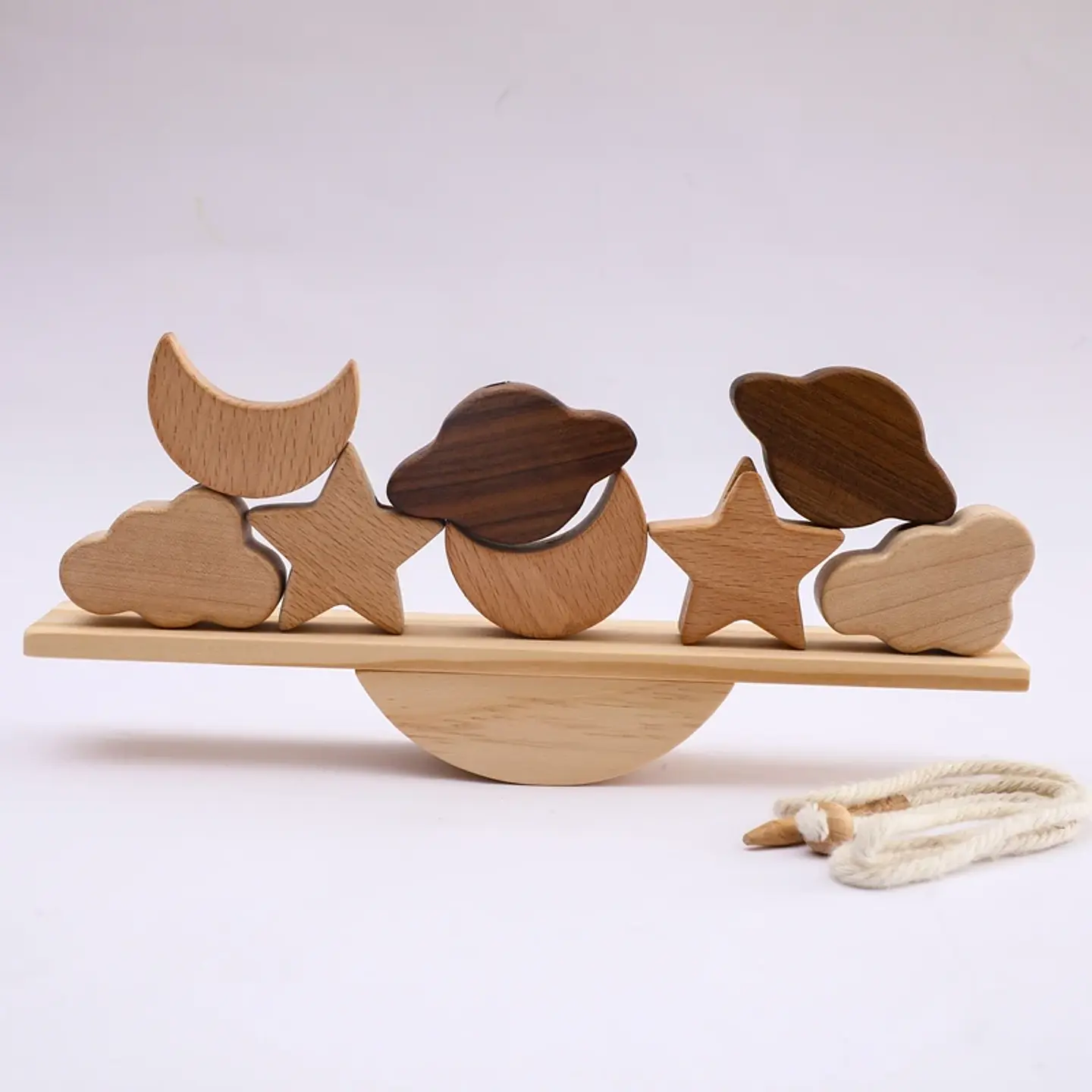 Montessori Wooden Forest Stacking Blocks Balancing & Threading Toy for Kids 32