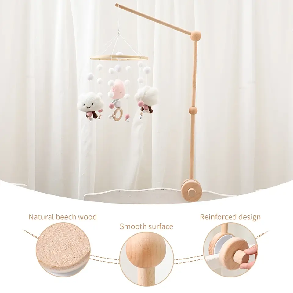Wooden Baby Crib Mobile Felt Forest Animal Hanging Mobile for Newborns 33