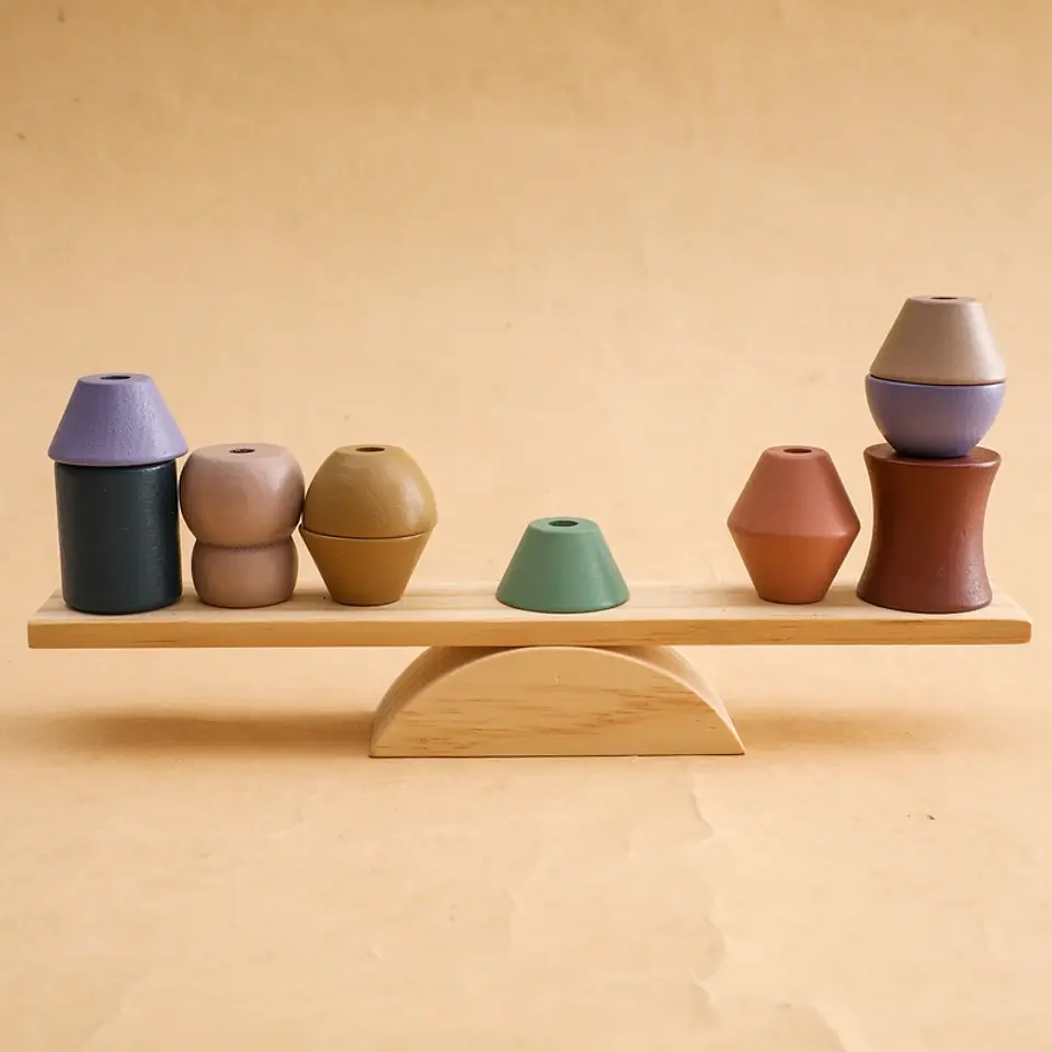 Montessori Wooden Forest Stacking Blocks Balancing & Threading Toy for Kids 34