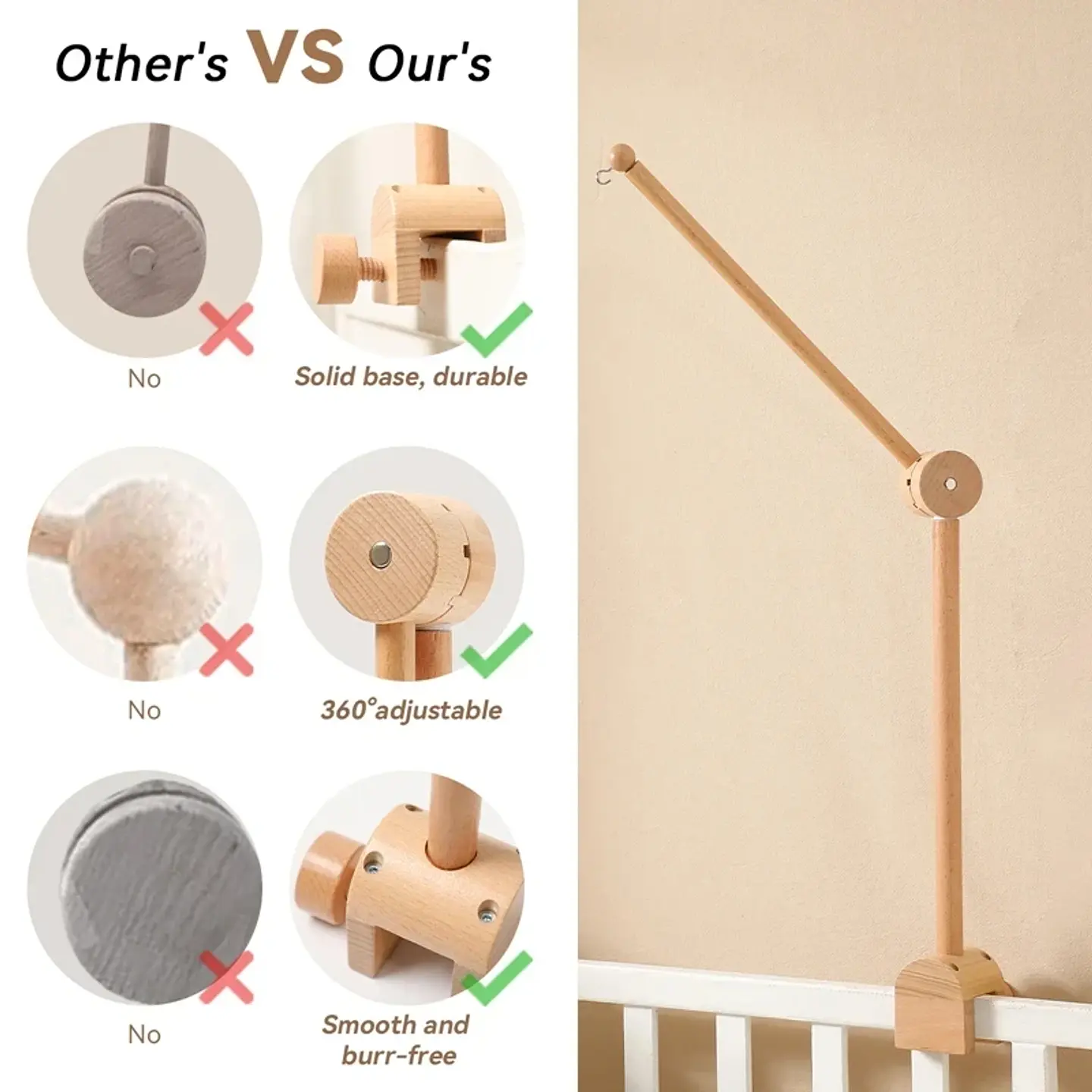 Wooden Baby Crib Mobile Felt Forest Animal Hanging Mobile for Newborns 38