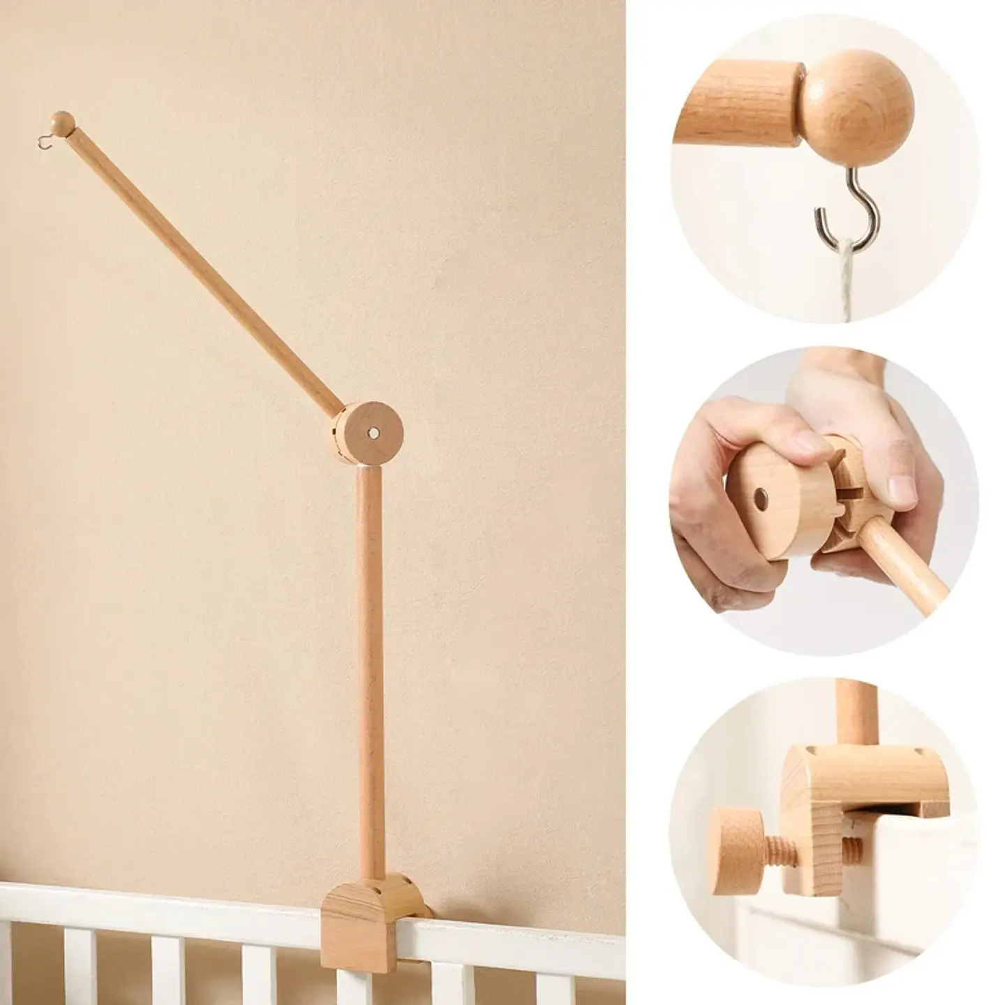 Wooden Baby Crib Mobile Felt Forest Animal Hanging Mobile for Newborns 41