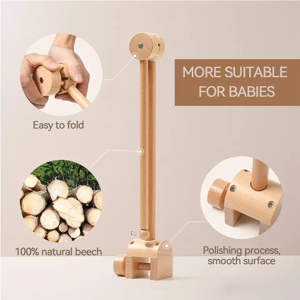 Wooden Baby Crib Mobile Felt Forest Animal Hanging Mobile for Newborns 42