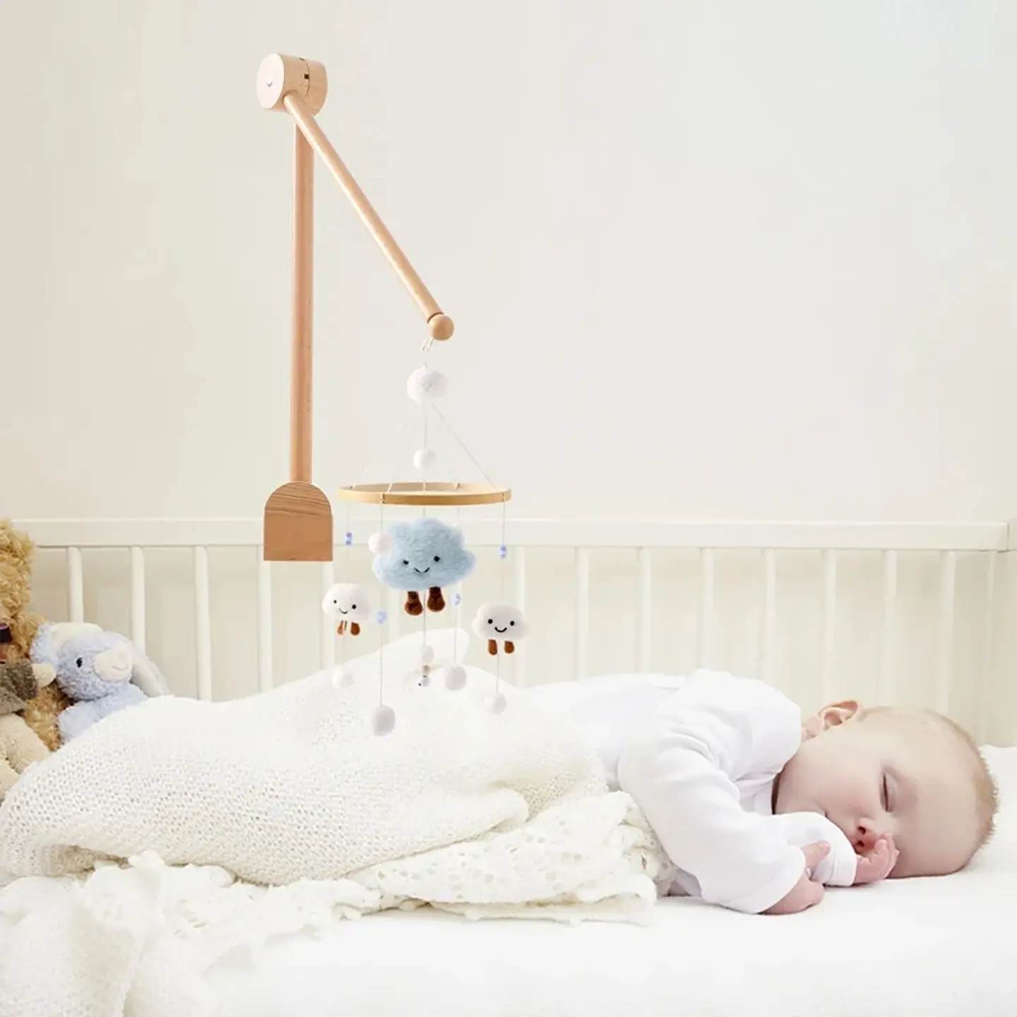 Wooden Baby Crib Mobile Felt Forest Animal Hanging Mobile for Newborns 44