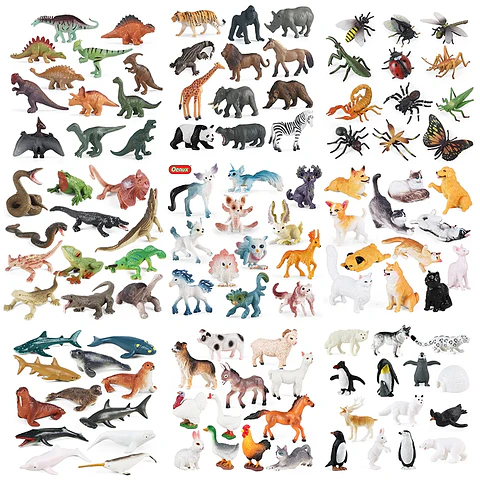 Oenux Mini Animal Figures PVC Zoo Model Set