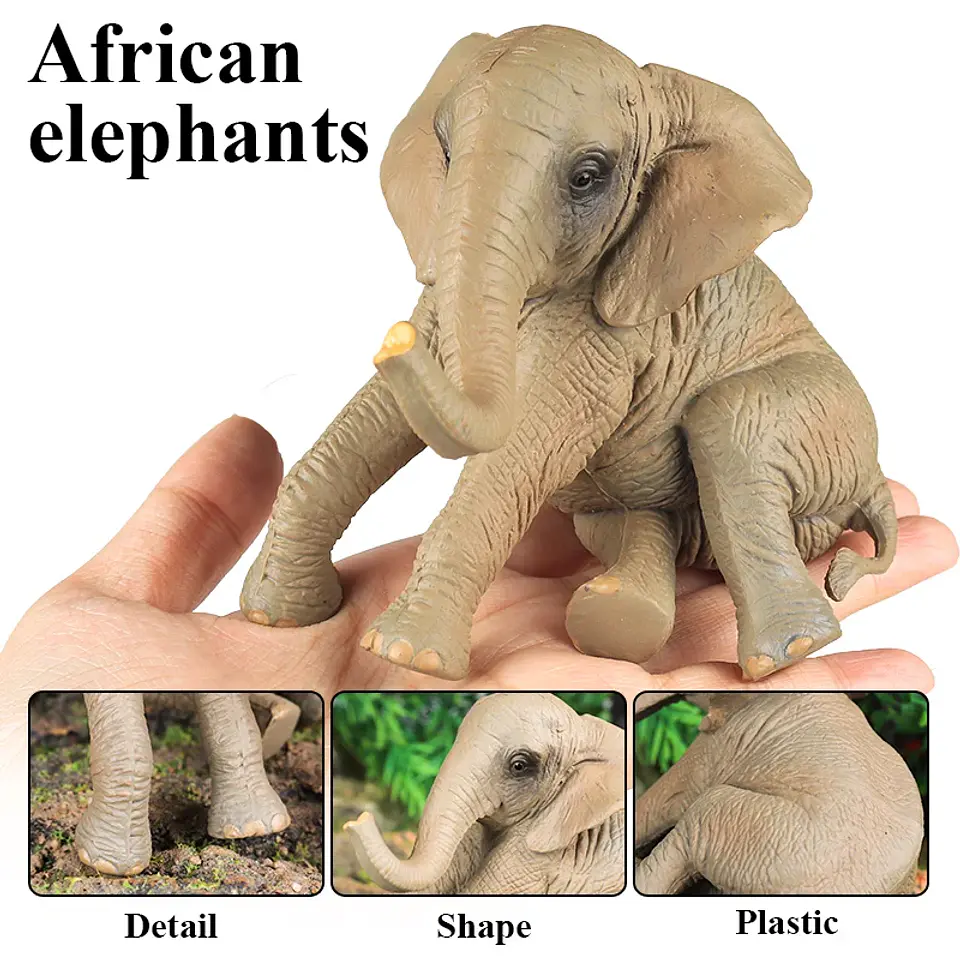 Oenux Elephant Figure Realistic PVC Wildlife Model 42