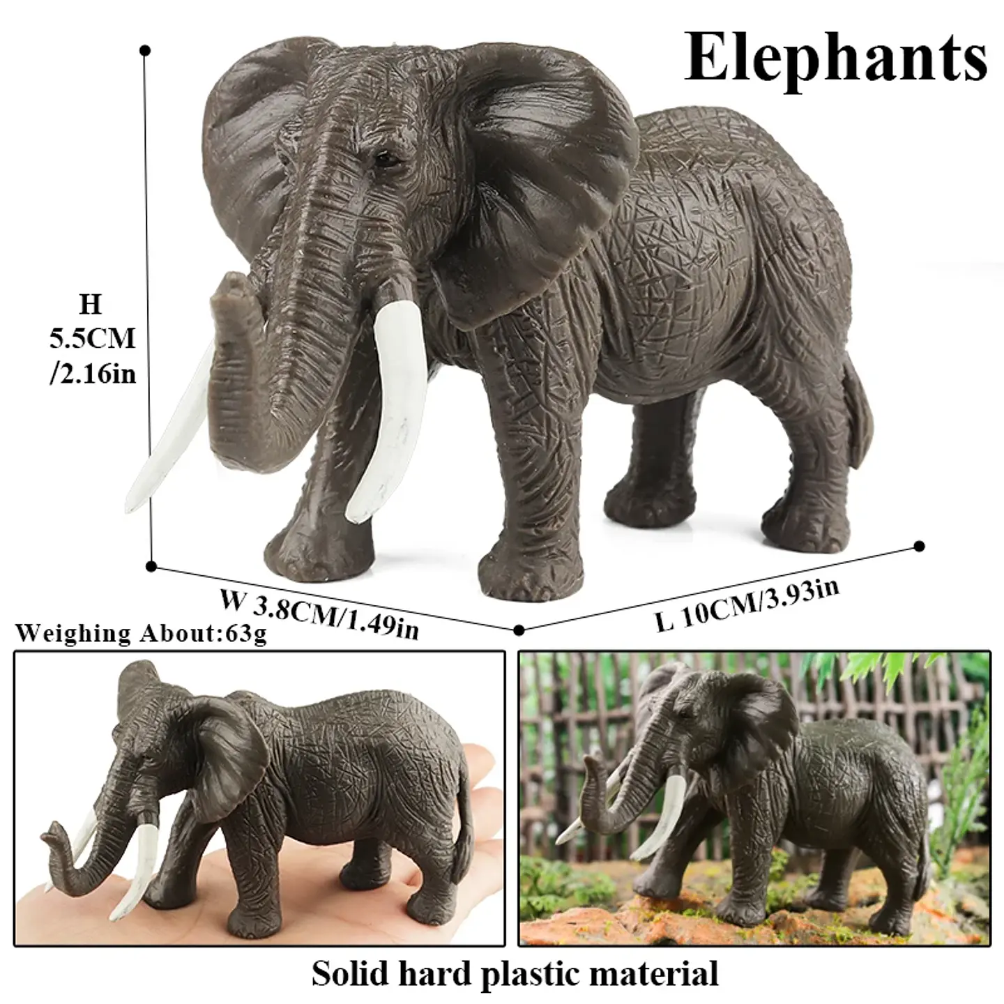 Oenux Elephant Figure Realistic PVC Wildlife Model 7