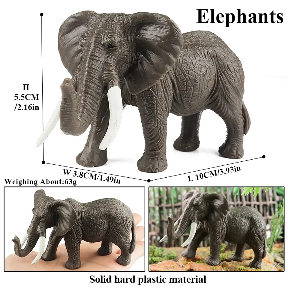 Oenux Elephant Figure Realistic PVC Wildlife Model 7