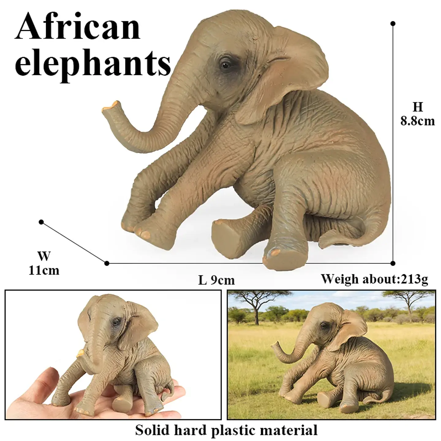 Oenux Elephant Figure Realistic PVC Wildlife Model 8