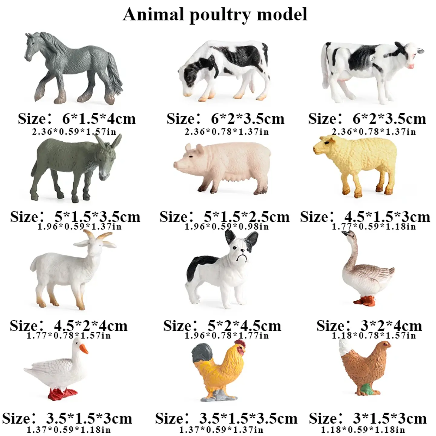 Oenux Mini Animal Figures PVC Zoo Model Set 9