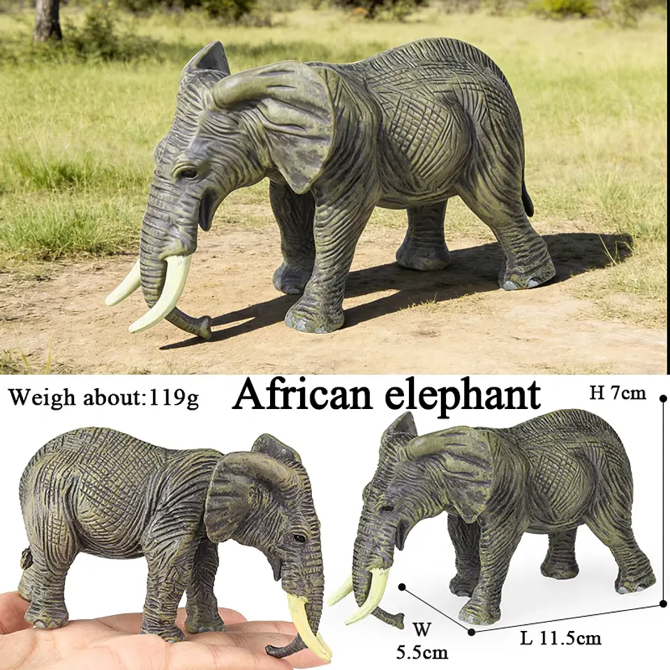 Oenux Elephant Figure Realistic PVC Wildlife Model 12