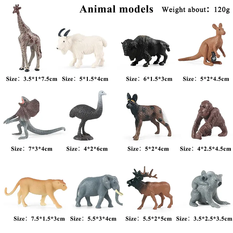 Oenux Mini Animal Figures PVC Zoo Model Set 20
