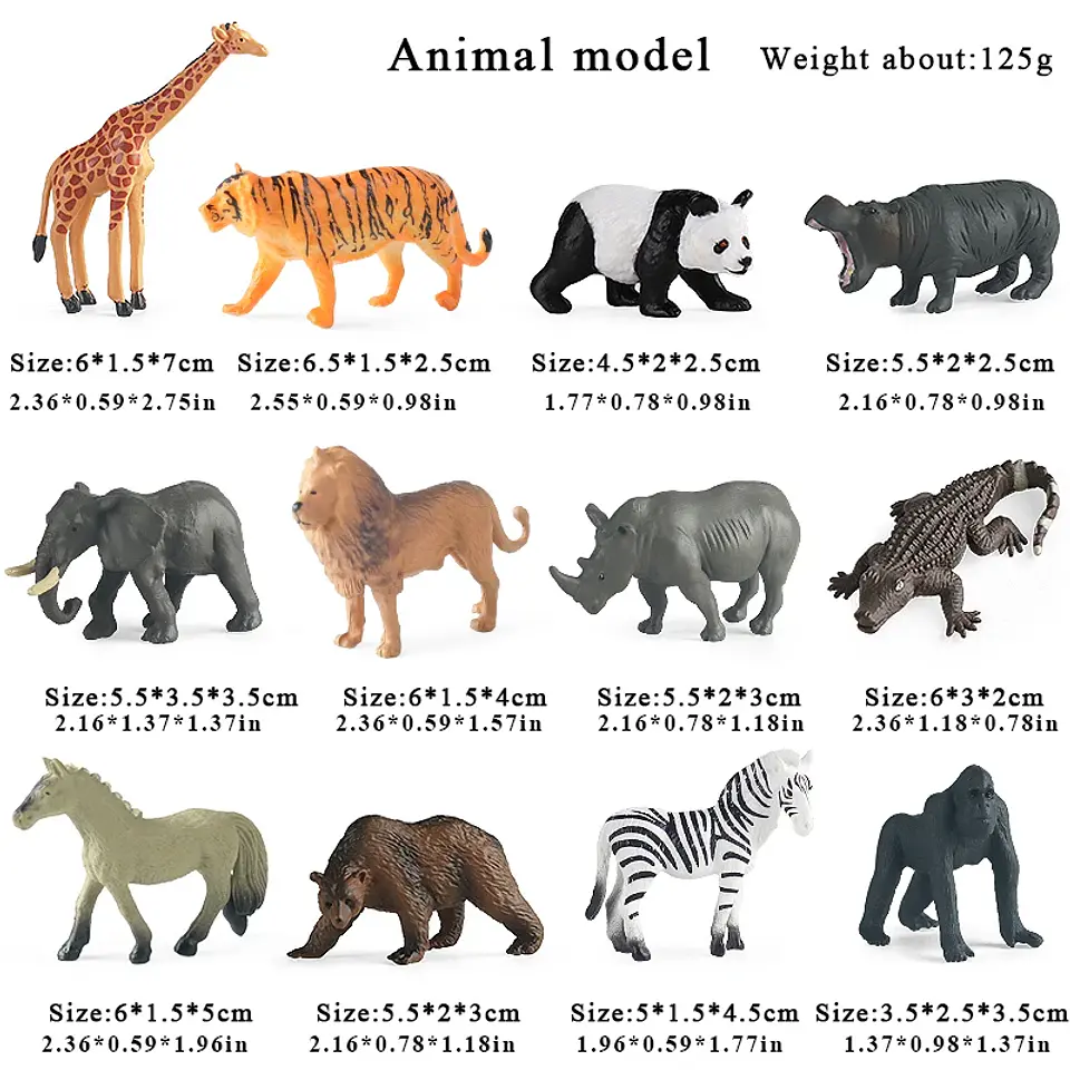 Oenux Mini Animal Figures PVC Zoo Model Set 22