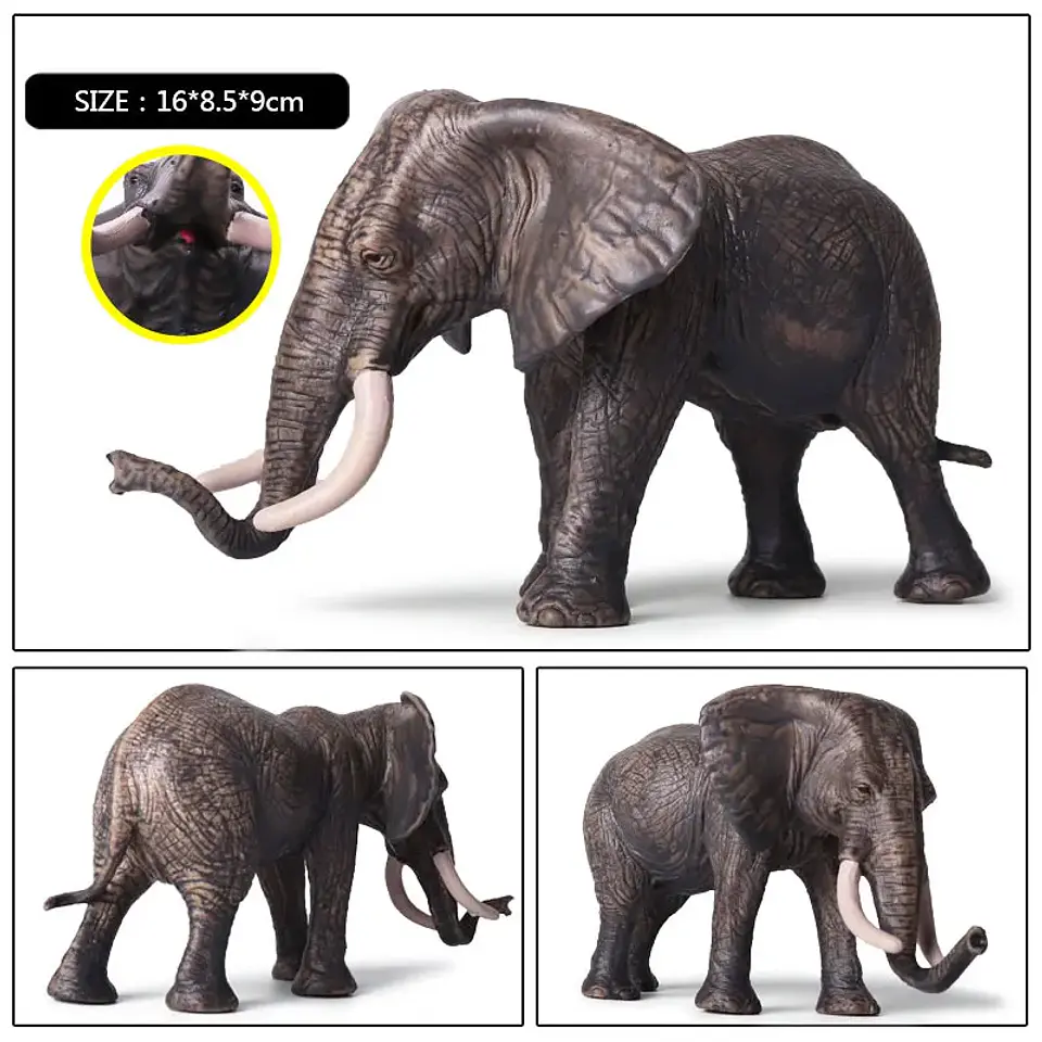 Oenux Elephant Figure Realistic PVC Wildlife Model 40