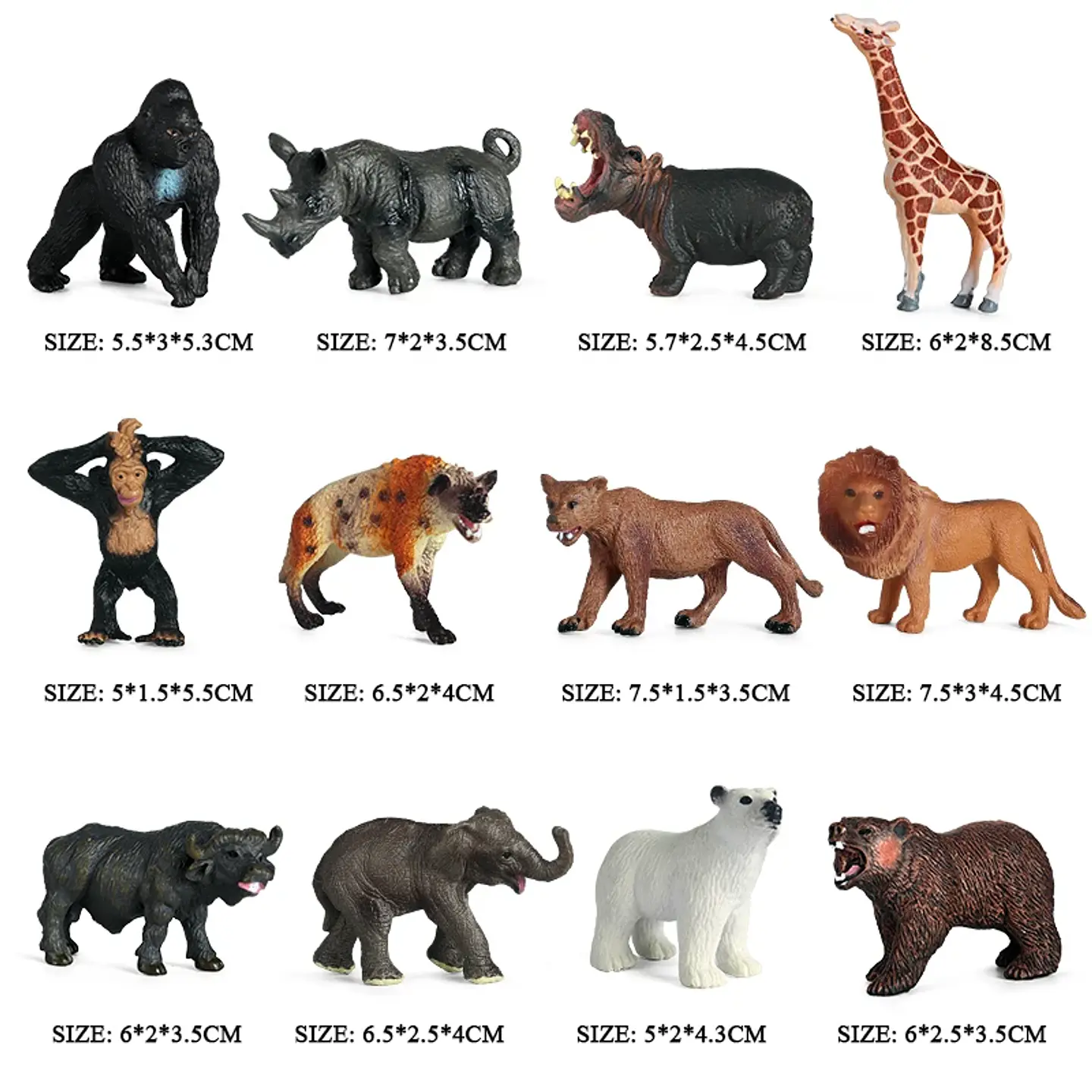 Oenux Mini Animal Figures PVC Zoo Model Set 43