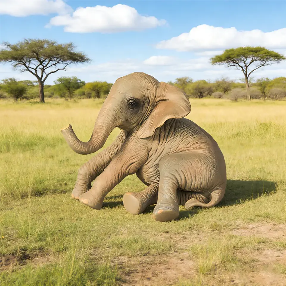 Oenux Elephant Figure Realistic PVC Wildlife Model 60