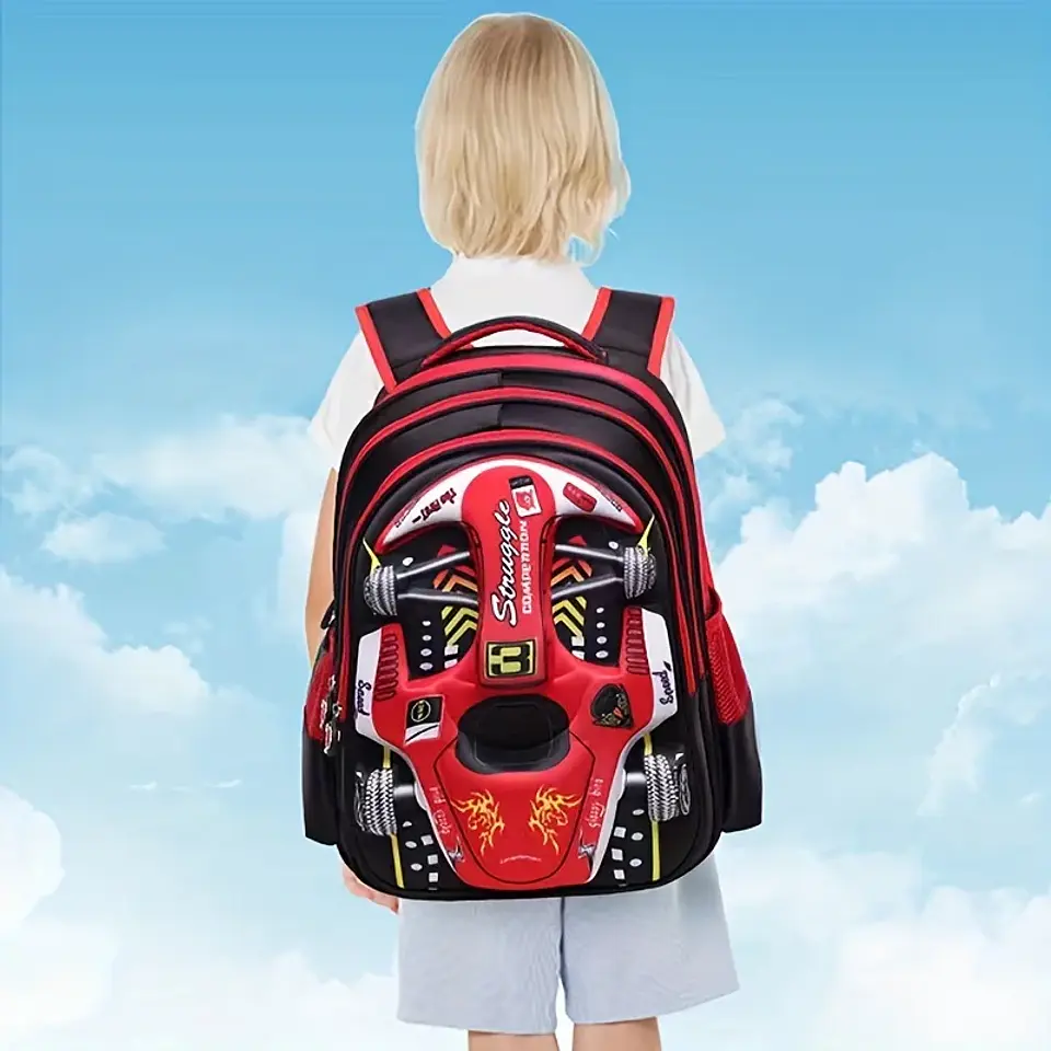 3D Car Kids Backpack  Waterproof School Bag 3