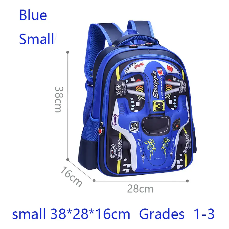 3D Car Kids Backpack  Waterproof School Bag 9