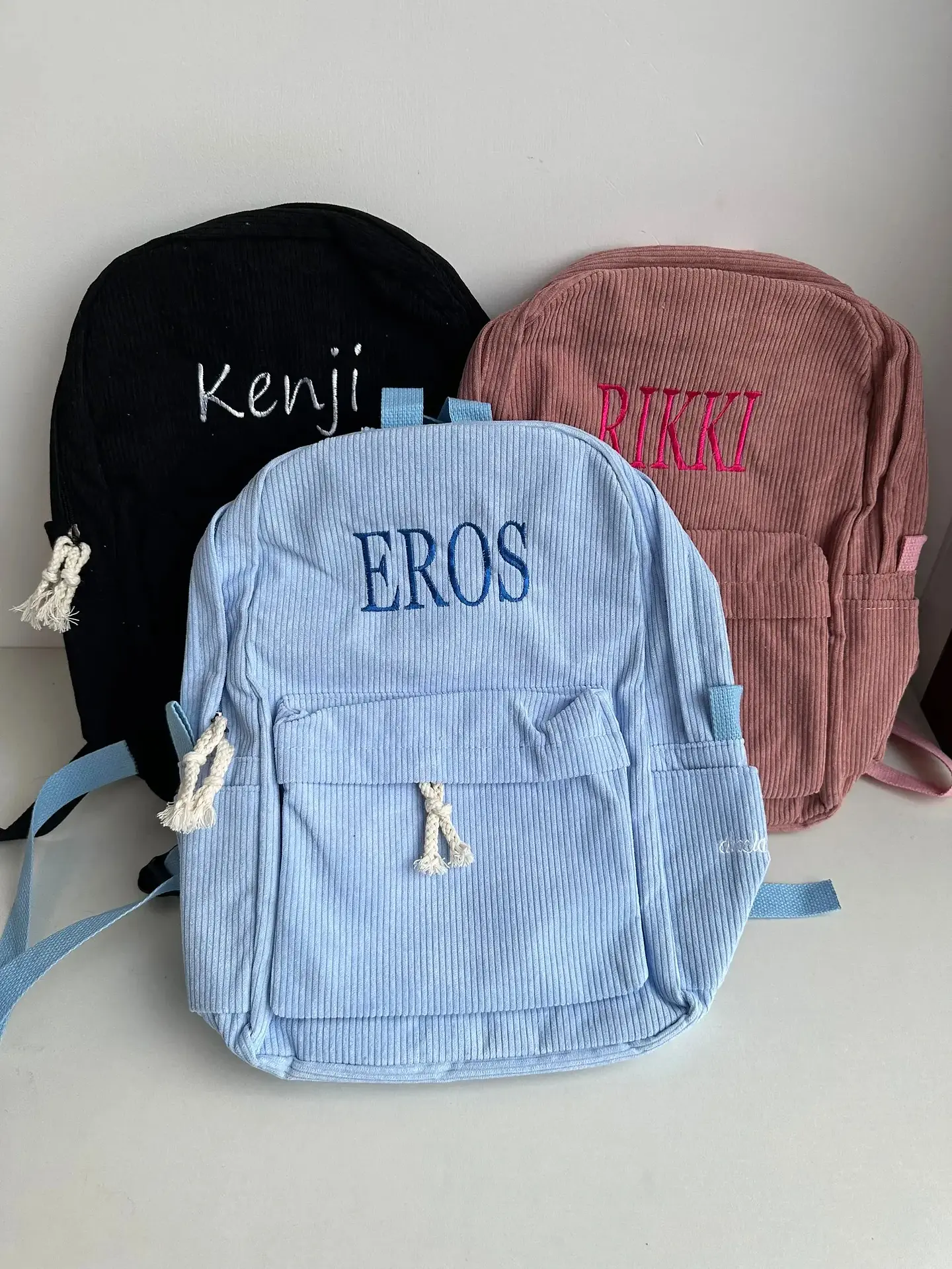 Personalized Corduroy Kids Backpack  Embroidered Name Bag 16