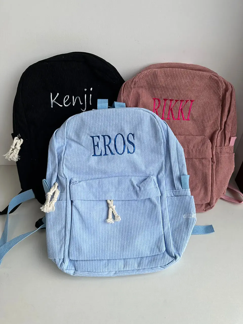 Personalized Corduroy Kids Backpack  Embroidered Name Bag 16