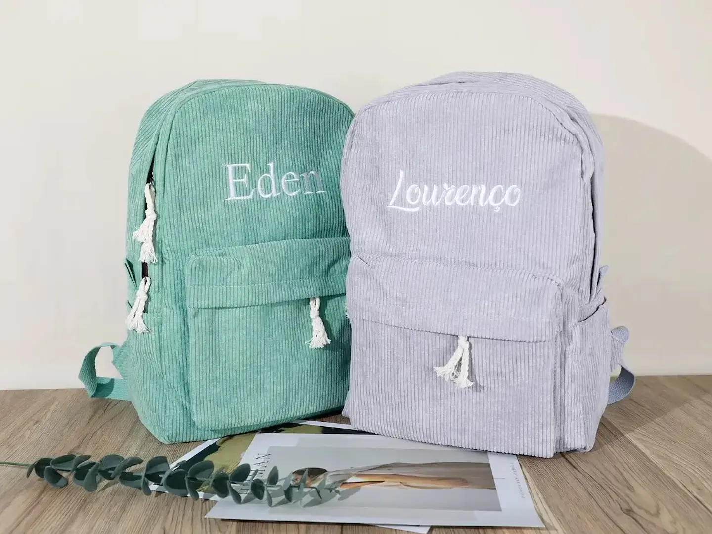Personalized Corduroy Kids Backpack  Embroidered Name Bag 17