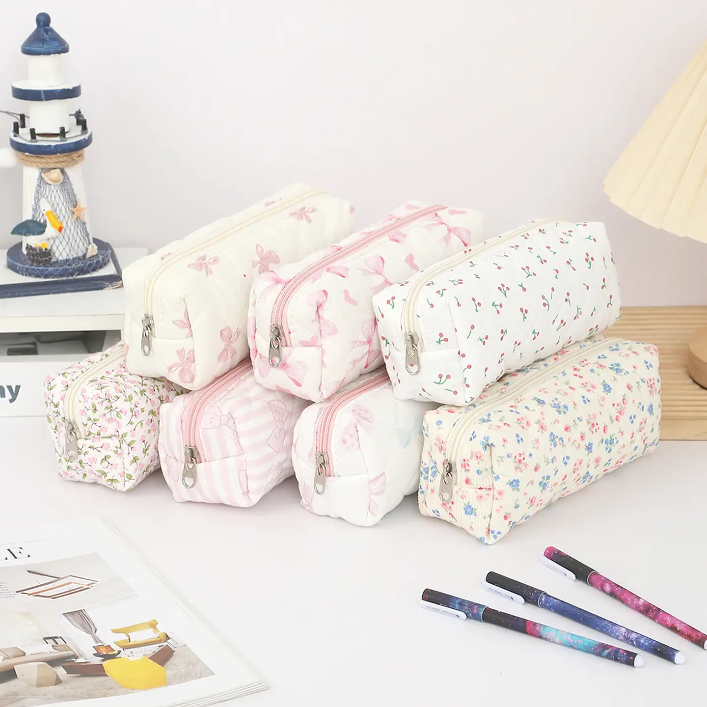 Floral Pencil Case – Bowknot School Storage Bag 1