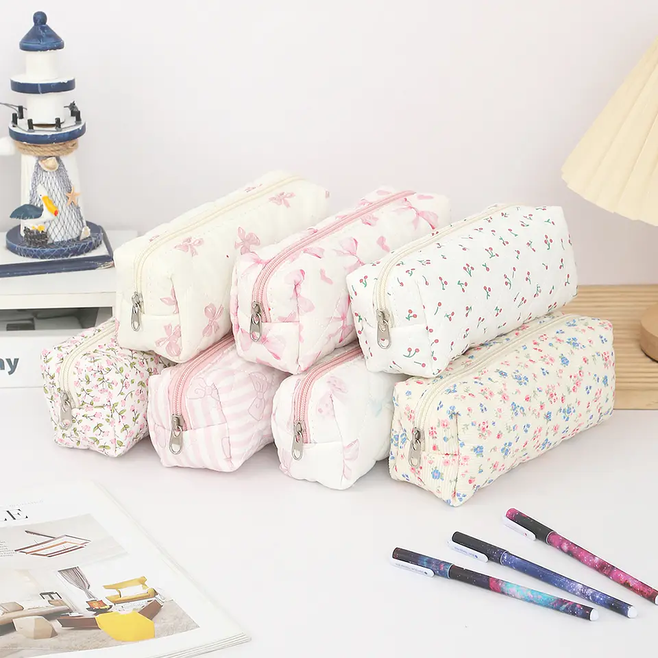 Floral Pencil Case – Bowknot School Storage Bag 1